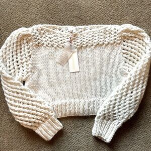 LoveShackFancy Size Small Larson Crop Pullover Sweater